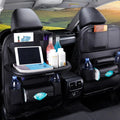 Car Seat Back Organizer with Foldable Table Tray PU Leather Storage Organizer with Pockets Kick Mats Seat Interior Accessories Econic Blanks