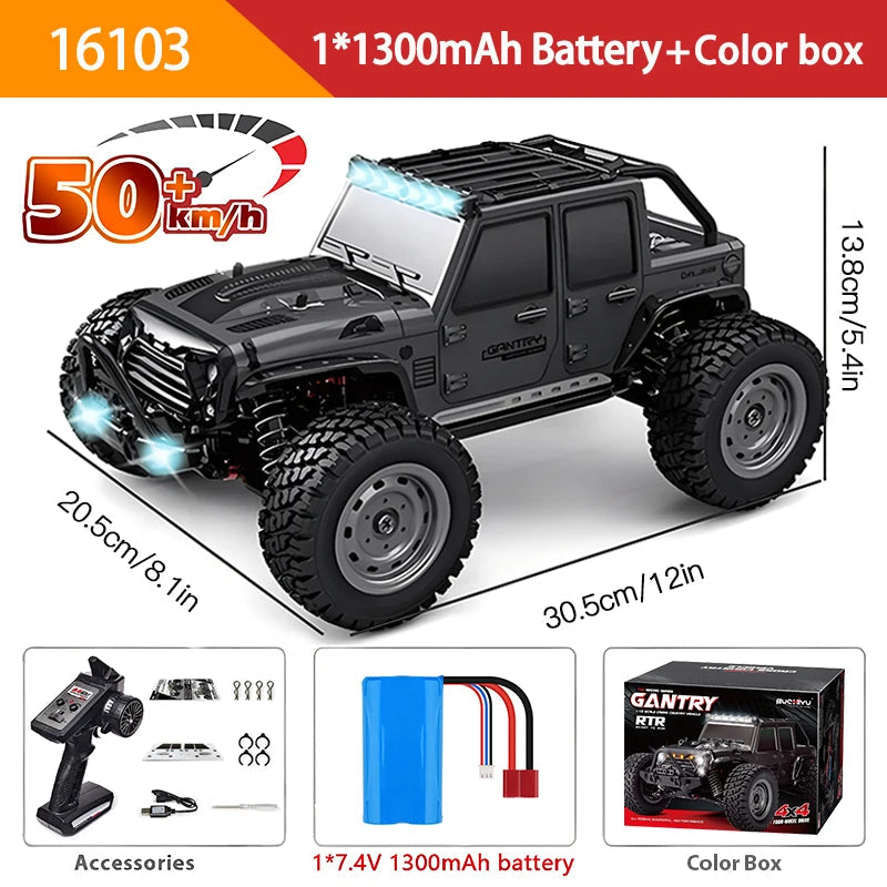 1:16 70KM/H Or 50KM/H 4WD RC Car With LED Remote Control Cars High Speed Drift Monster 4x4 Truck for Kids vs Wltoys 144001 Toys Econic Blanks