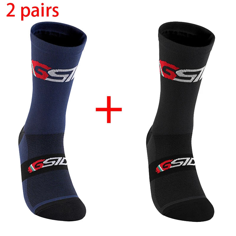 2pairs 2023 New Cycling Socks Bike Nurse Compression Road Bike Running Mtb Knee-high White Sports Funny Brand Black Quick Pick Grocers