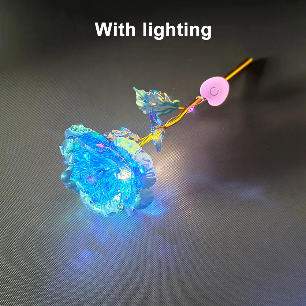 Led Valentine's Day Mother's Day Gift 24K Foil Plated Roses Artifical Flowers Wedding Decor Lover Lighting Roses Creative Gift Quick Pick Grocers