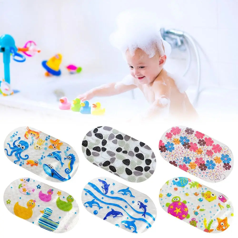 Soft Cartoon PVC Kids Anti Slip Bath Mat Non Skid Safety With Sucker Shower Mat Massage Bathtub Mats Pad Quick Pick Grocers