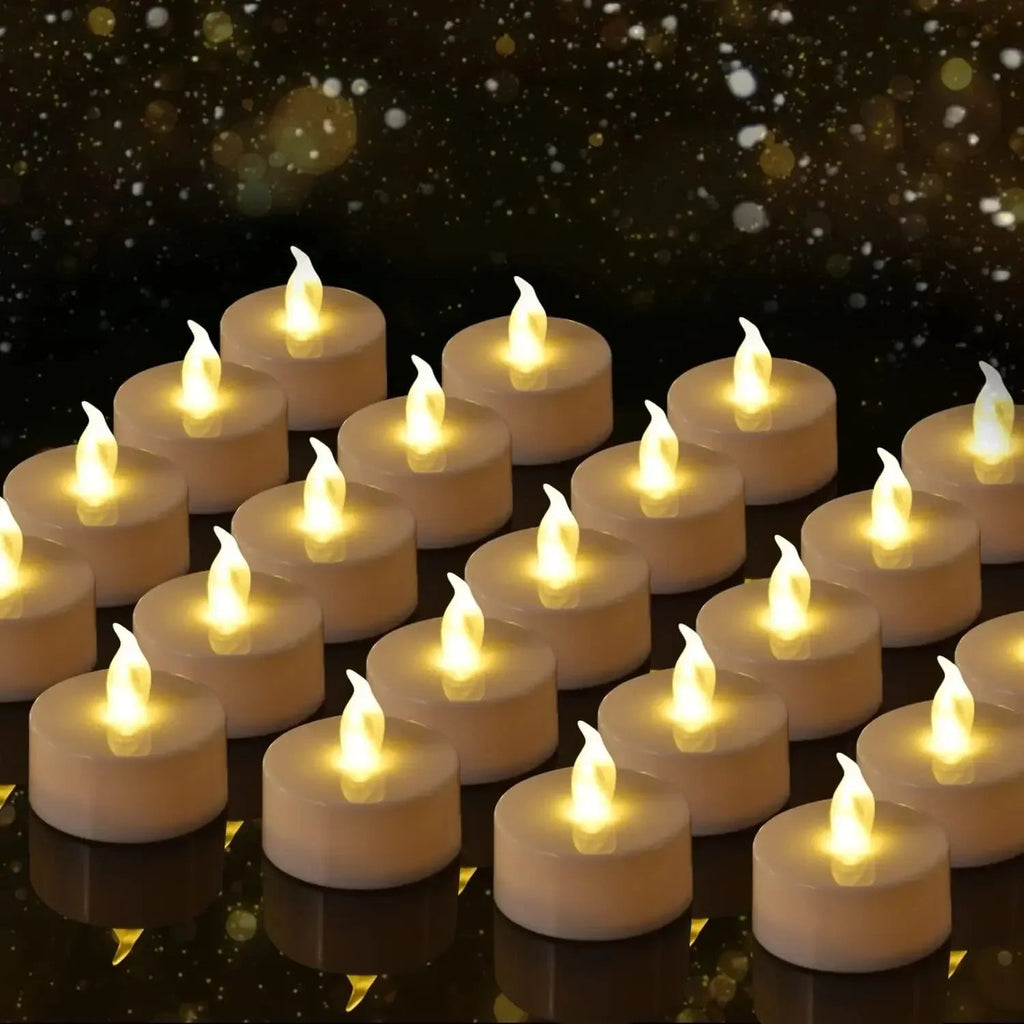 Candlium 12 Pack Warm Yellow LED Flameless Tea Light Candles 200+ Hours Battery Powered Perfect For Wedding Anniversary Decor Purest Peak Salt