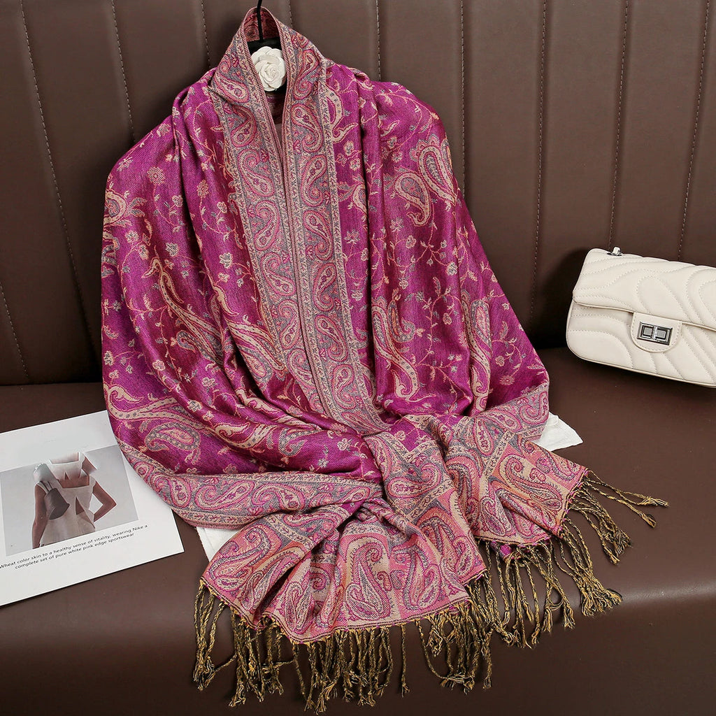 Luxury Brand Autumn Cashmere Pashmina Shawl Lady Wrap Warm Winter Scarves Design Print Female Foulard Cotton Stoles Scarf 2023 Quick Pick Grocers