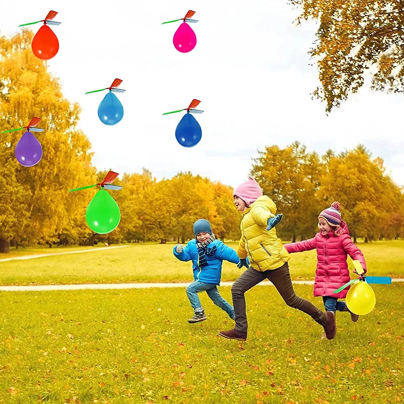 6PCS Air Balloon Helicopter Toy Funny Balloon Ortable Outdoor Helicopter Flying Kids Birthday Party Children's Day Game Quick Pick Grocers