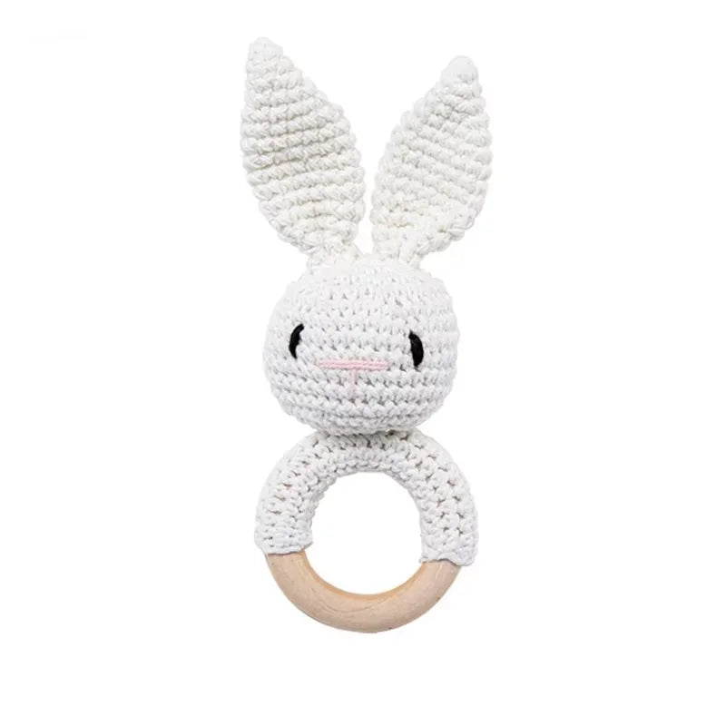 Baby Crochet Rattle Wooden Teether Toy BPA Free Wood Rodent Rabbit Rattle Baby Mobile Play Gym Newborn Educational Music Toys Purest Peak
