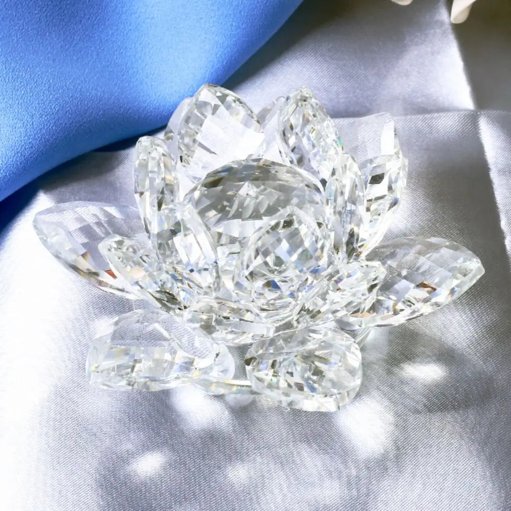 Feng shui Quartz Crystal Lotus Flower Crafts Glass Paperweight Ornaments Figurines Home Wedding Party Decor Gifts Souvenir Quick Pick Grocers
