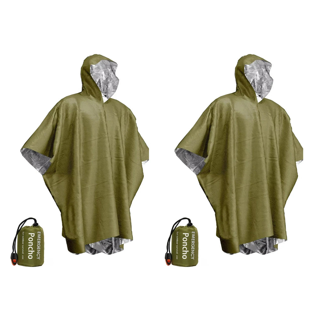 Emergency Waterproof Raincoat Aluminum Film Disposable Poncho Warm Thermal Rainwear Blankets Survival Tools Camping Equipment Quick Pick Grocers