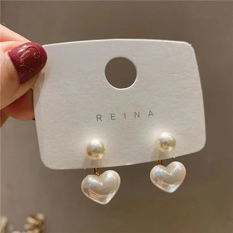 New Fashion love Heart Pearl Earrings for Women Sweet Elegant Temperament Drop Earring Trend Jewelry Accessories Econic Blanks