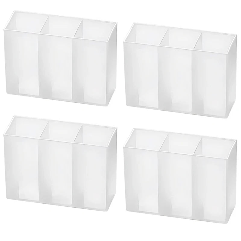 Mini Storage Box 3-Grid Plastic Makeup Brush Lipstick Storage Multi-Functional Desk Organizer for Home Kitchen Bathroom Econic Blanks