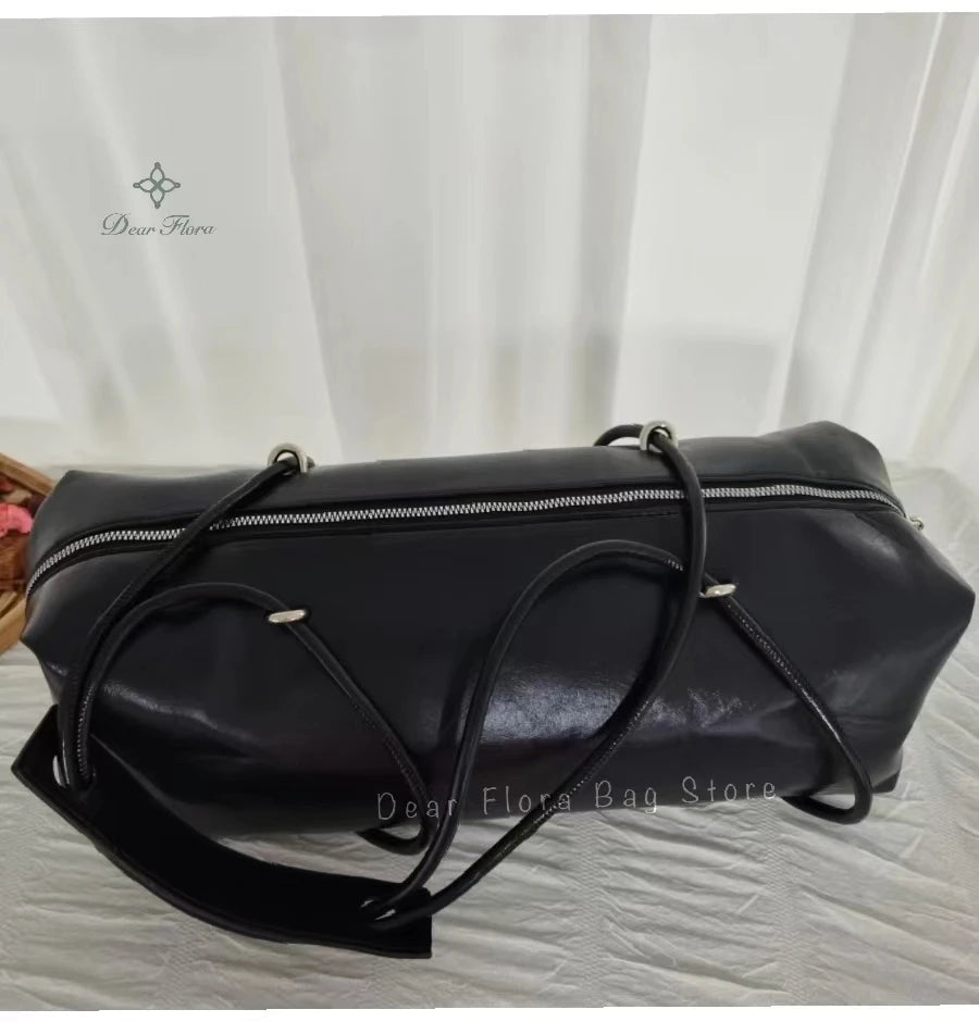 Y2K Women's Bag Large Capacity Boston Pillow Handbag Spicy Girl Fashion Motorcycle Shoulder Bags Vintage Large Capacity Tote Bag Quick Pick Grocers