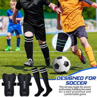 Loogdeel 2 Pair Soccer Shin Guards and Socks for Toddler Kids Youth, Lightweight Soccer Shin Pads Protective Defender Gear Quick Pick Grocers