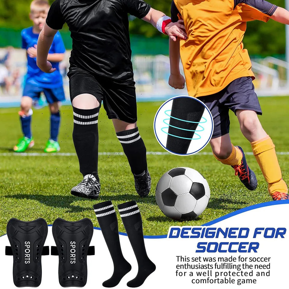 Loogdeel 2 Pair Soccer Shin Guards and Socks for Toddler Kids Youth, Lightweight Soccer Shin Pads Protective Defender Gear Quick Pick Grocers