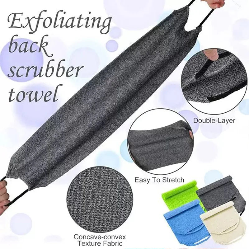 High Elasticity Frosted Long Shower Towel Shower Body Brush Bathing Massage Back Body Exfoliating Bathroom Wash Brush Bath Tools Quick Pick Grocers