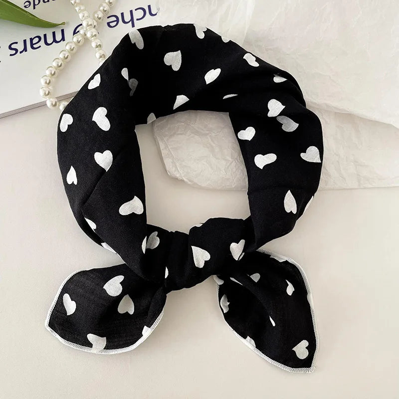 55cm Laies Headband Cotton Linen Square Scarf Women Korean College Girls Fashion Spring Autumn New Style Elegant Neck Scarves Quick Pick Grocers
