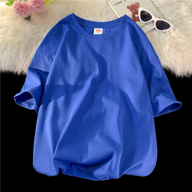 Oversized Summer Short Sleeve Men's T Shirt New Fashion Solid Loose O-Neck T Shirts Mens Cotton Hip Hop Streetwear Top Tees 5XL Quick Pick Grocers