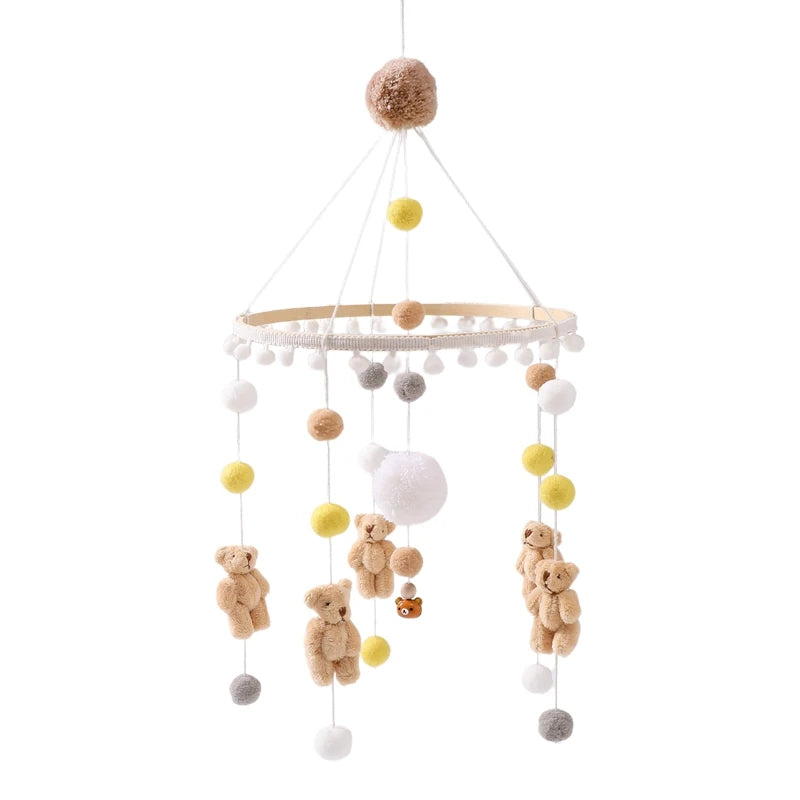 Baby Wooden Bed Bell Cartoon Rabbit Mobile Hanging Rattles Toy Hanger Crib Mobile Bed Bell Wood Toy Holder Arm Bracket Kid Gifts Purest Peak