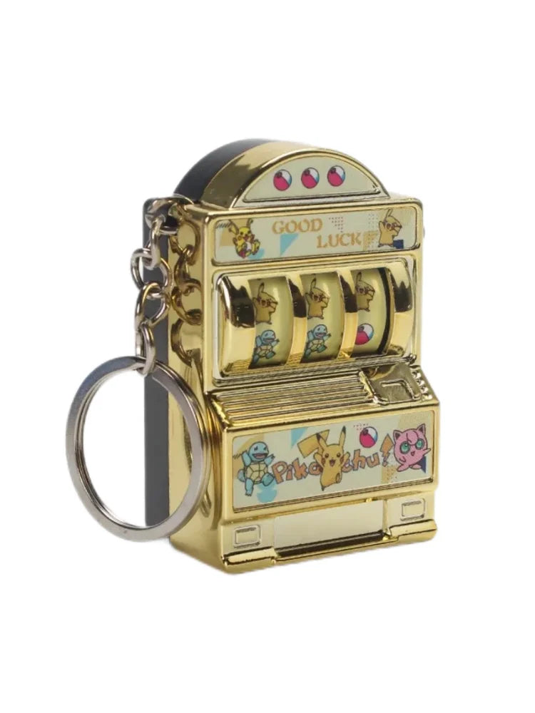 Mini Pokemon Figures Slot Machine keychain Plated Colour Turnable Very Interesting Child Gift Toys Quick Pick Grocers