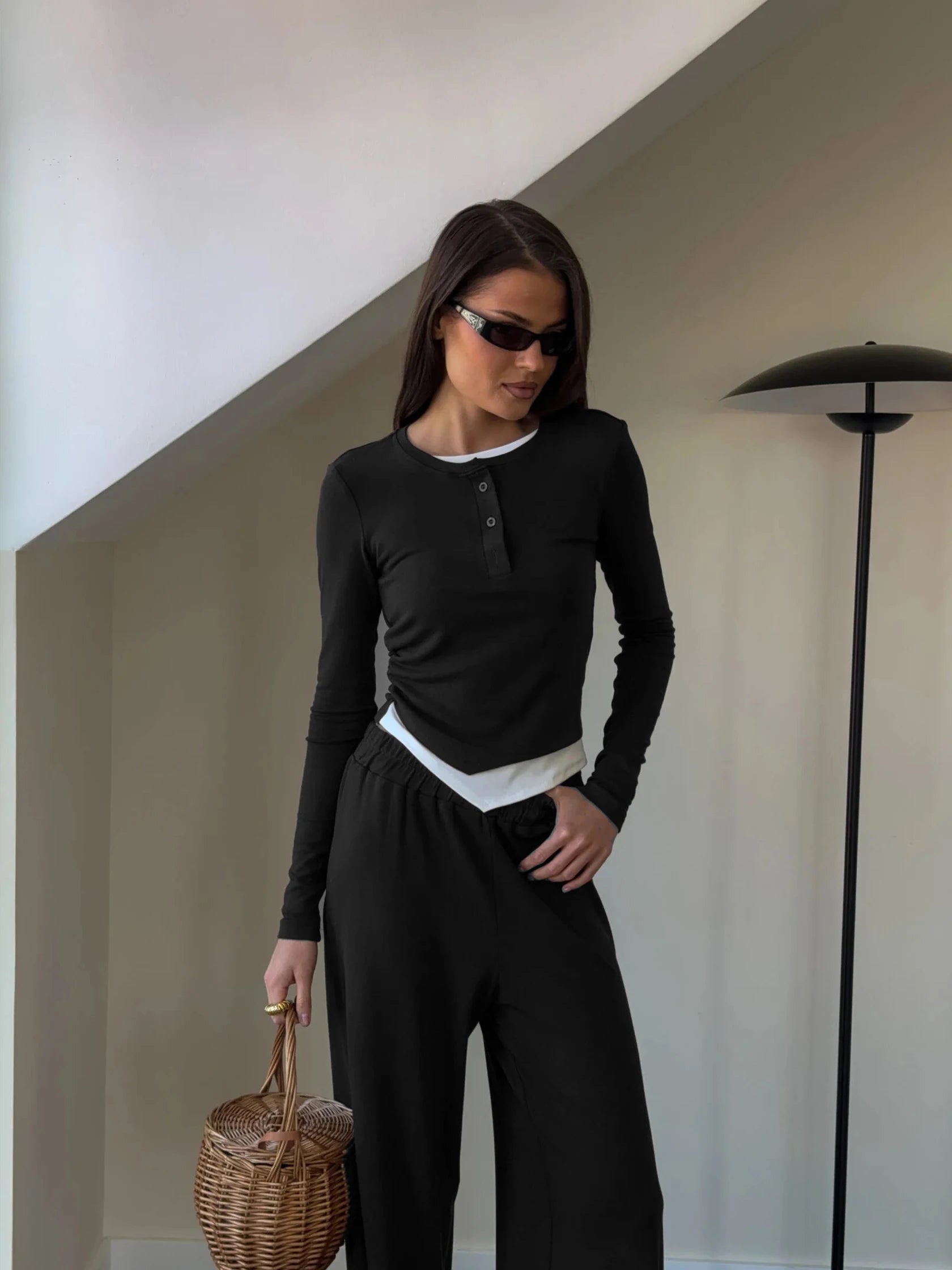 Hirsionsan Modal Soft Loose Sets Women 2026 Casual Two Pieces Long Sleeve T Shirts and High Waist Dresses Outfits Tracksuit Quick Pick Grocers