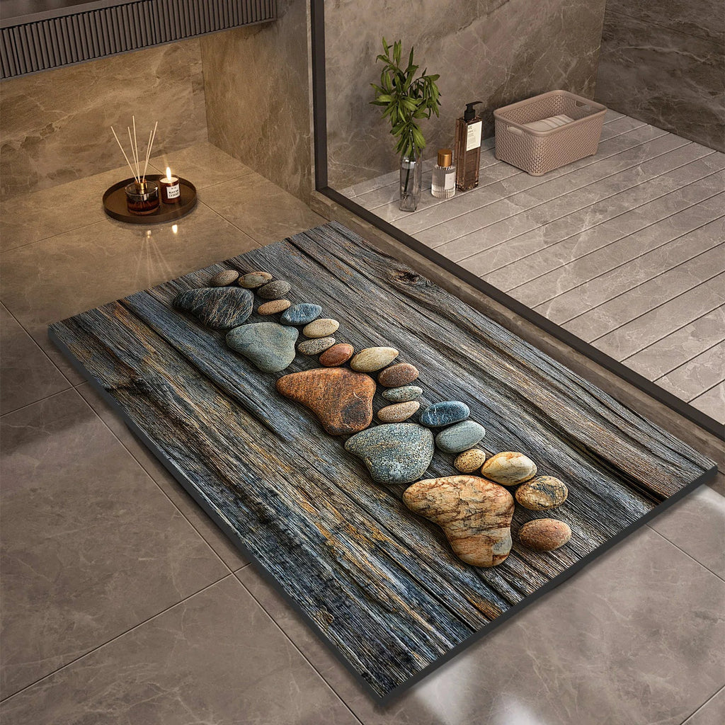 Stone Design Diatomite Bath Mat Bathroom Non-slip Shower Foot Mats Absorbent Quick Dry Toilet Rugs Carpet Doormat Washable Quick Pick Grocers