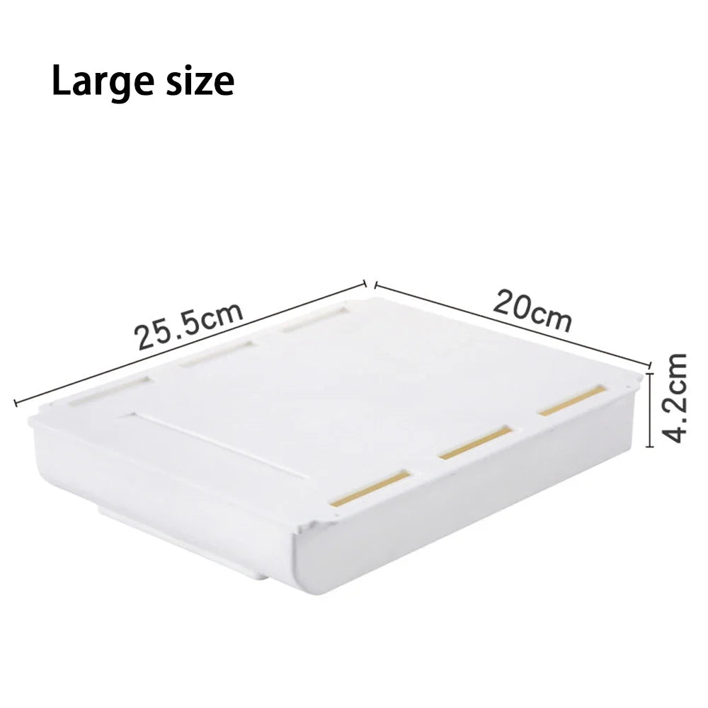 Hidden Storage Box Desk Storage Drawer Self-Adhesive Plastic Table Storage Holder Simple Sundries Cosmetics Stationery Organizer Quick Pick Grocers