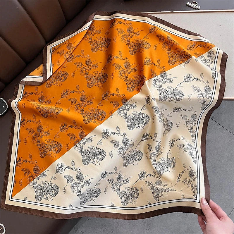 2025 Silk Shawl Print Headscarf Cat Hair Wrap Neckerchief Female Satin Square Scarf For Women Headband Foulard Hijab Bandana Quick Pick Grocers