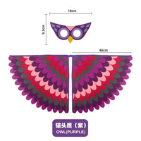 Bird Cosplay Costume Stage Performance Owl Peacock Wings Bird Felt Cape with Mask for Girls Boys Halloween Party Cloak Quick Pick Grocers