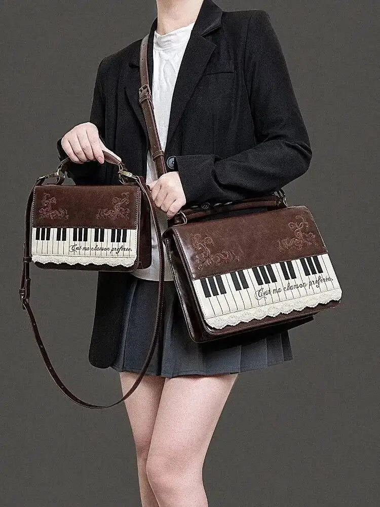 New Vintage Piano Shoulder Bag Womens Brown Crossbody Bag Y2k Girls Transparent Ita Bag Personalized Backpack Aesthetic Handbags Quick Pick Grocers