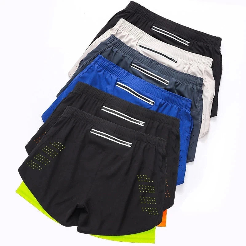 Men's Running Shorts Quick-drying Fitness Black Double Layer Shorts Men New Sport Workout Training Bodybuilding Short Pants Econic Blanks