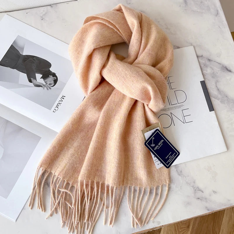 Winter Narrow Scarf 28 Color 100% Wool Scarf Hot Selling Solid Color Scarf Men's and Women's Universal Warm and Cold proof Scarf Quick Pick Grocers