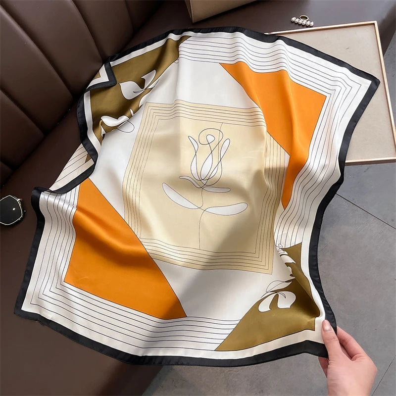 2025 Silk Shawl Print Headscarf Cat Hair Wrap Neckerchief Female Satin Square Scarf For Women Headband Foulard Hijab Bandana Quick Pick Grocers