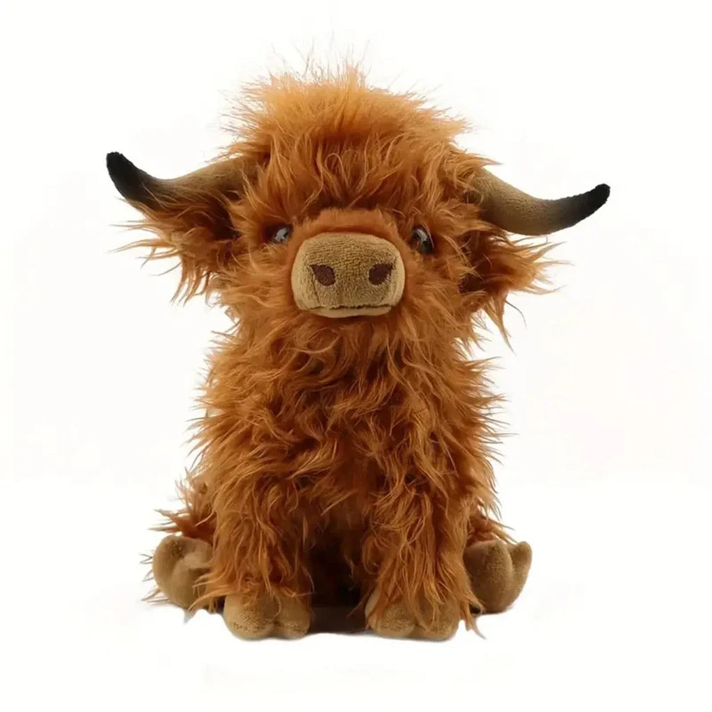 30cm Simulation Kyloe Cream Highland Cow Animal Plush Doll Soft Stuffed Highland Cow Cattlle Plushie Gift for Kids Boys Girls Econic Blanks
