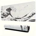 Black White Wave Art XXL Desk Mat | Soft Aesthetic Rubber Base Gaming Mouse Pad for PC Laptop Office Setup Quick Pick Grocers