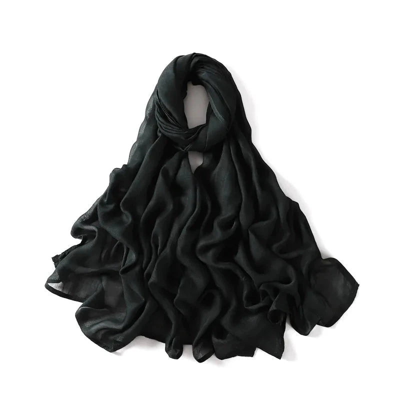 Women Big Size Plain Solid Cotton Rayon Hijab Scarf Lady High Quality Wraps and Shawls Musulman Headband Islamic Turban 180*95Cm Econic Blanks