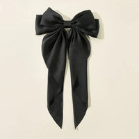 Korean Accessories Hair Clips for Women Girls Big Bowknot Solid Satin Long Ribbon Bows Spring Clamp Barette Cheveux Femme 2023 Quick Pick Grocers