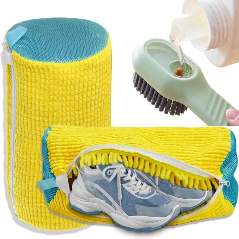1/2/4PCS Shoe Washing Machine Bag with Liquid Shoe Brush Set Durable Laundry Shoe Bag and Soft Bristle Clean Brush for All Shoes Econic Blanks