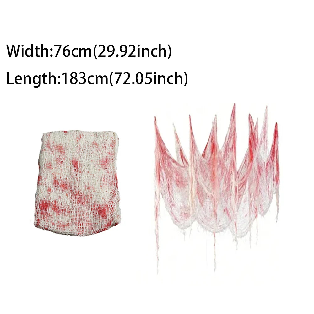 Halloween Bloody Gauze Decorations,Horror Bloody Cloth Bandage,Door Curtainsss,Halloween Haunted House Party Props Quick Pick Grocers
