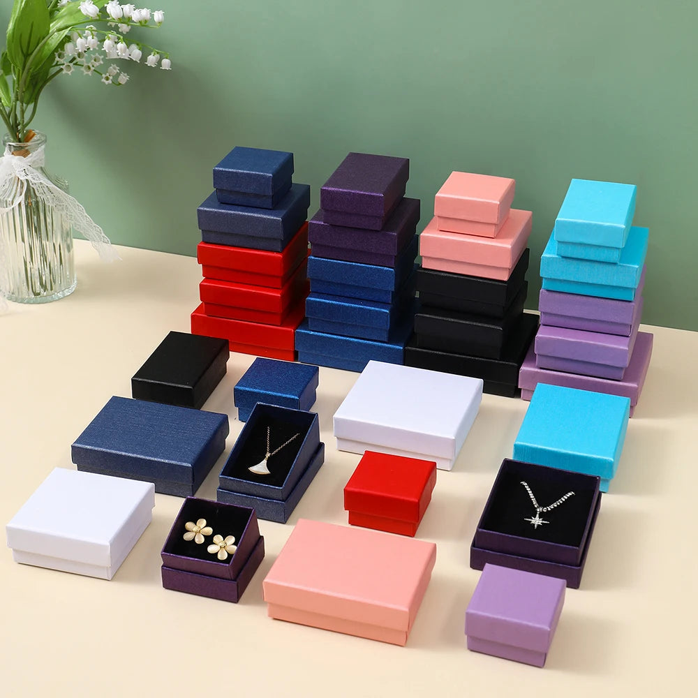 12pack White Simple Luxury Box Dark Green Paper Jewellry  Rings Earrings Bracelet Necklace Display Case Jewelry Organizer Boxes Purest Peak