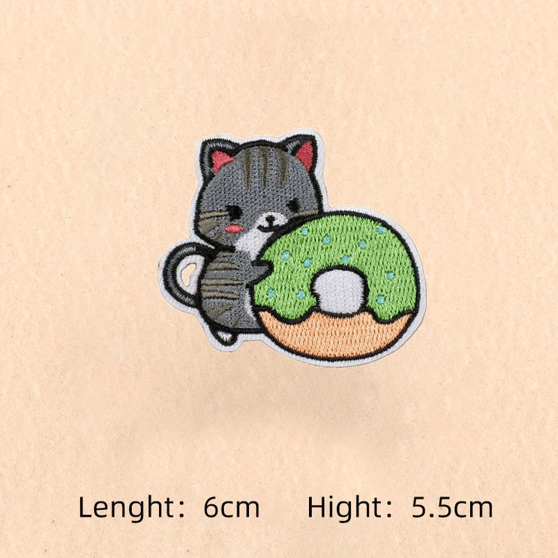 Cute Cartoon Cat patch Embroidery Patches on clothes Children's clothing Animal Interesting Embroidery Accessories Iron patch Quick Pick Grocers