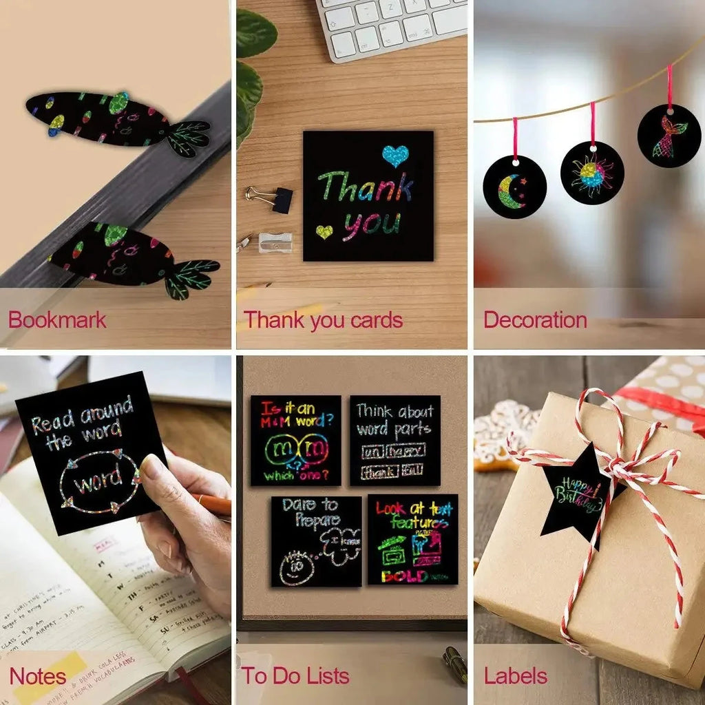 Dazzling Scratch Painting Parent Child Interactive Toys Note Cards Handmade Painting Econic Blanks