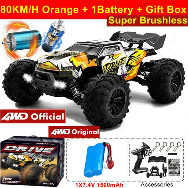 4WD Remote Control Car Off Road 4x4 RC High Speed Buggy Truck Super Brushless 50 or 80KM/H Fast Drift Racing Toy Kids Adults Econic Blanks