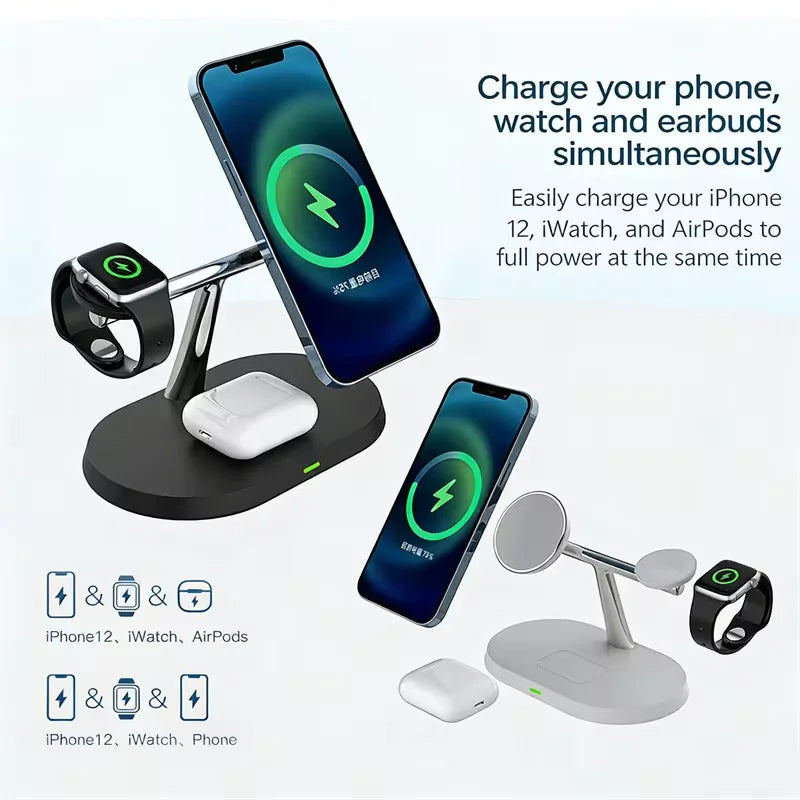 3 in 1 Magnetic Wireless Charger Stand for Magsafe iPhone 16/15/14/13/12 Apple Watch 8/7 & Airpods Pro Fast Charging Station Quick Pick Grocers
