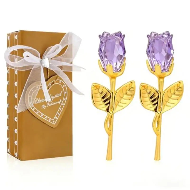 1/2Pcs Eternal Crystal Glass Rose - Valentine's Day Wedding Gift for Girlfriend Wife Artificial Flower Without Box Quick Pick Grocers