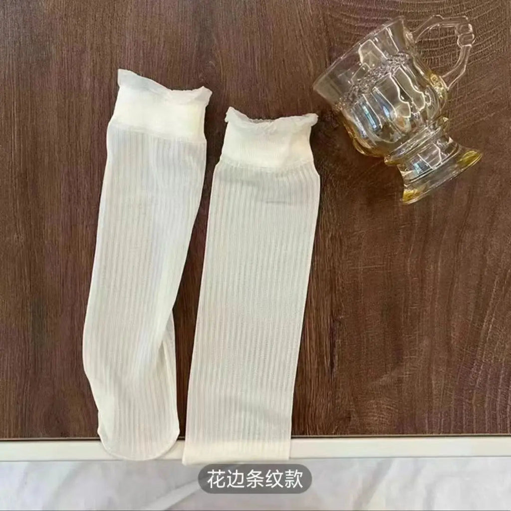 3pairs Summer Lace Bow Mesh Thin Low Tube Socks for Women Lolita Cute Aesthetic Black White JK Short Stockings New Fashion Socks Quick Pick Grocers