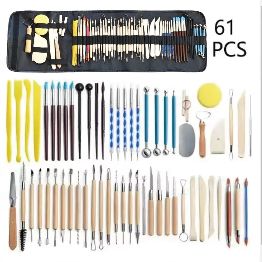 Pottery Clay Sculpting Tools Kit 8-61 Pcs/Set, Ceramic Wax Clays Carving Tools for Art Craft Pottery Sculpting Modeling Tool Set Econic Blanks