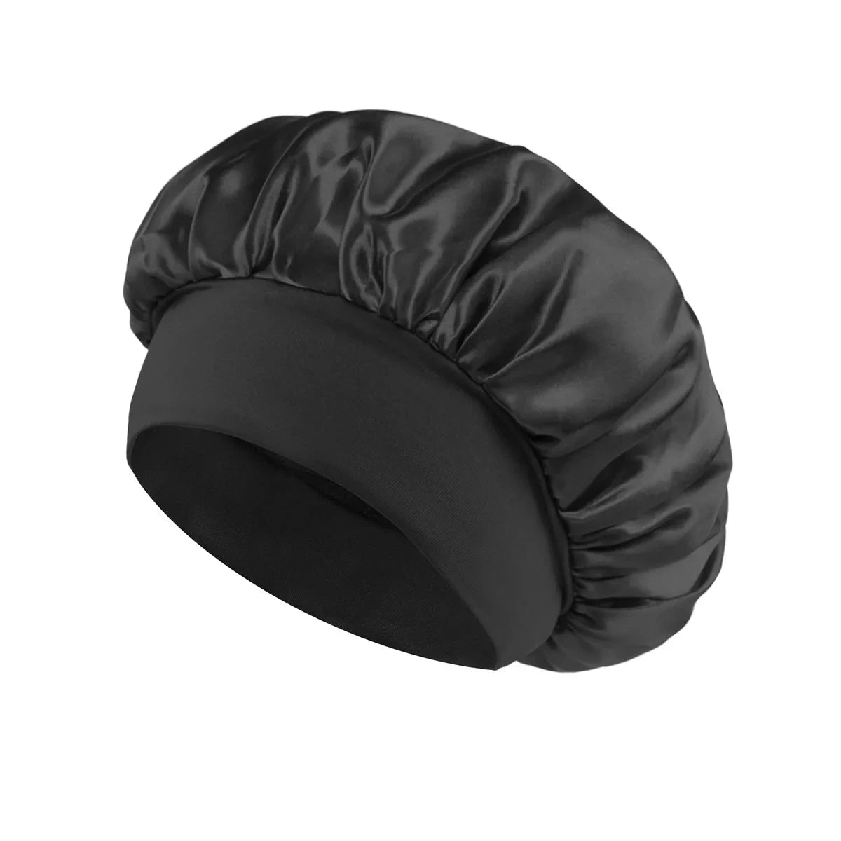 1PC Women's Satin Solid Bonnets Wide-brimmed Night Sleeping Bathing Hat Unisex Head Wrap Elastic Band Cap Hair Care Bonnet. Econic Blanks