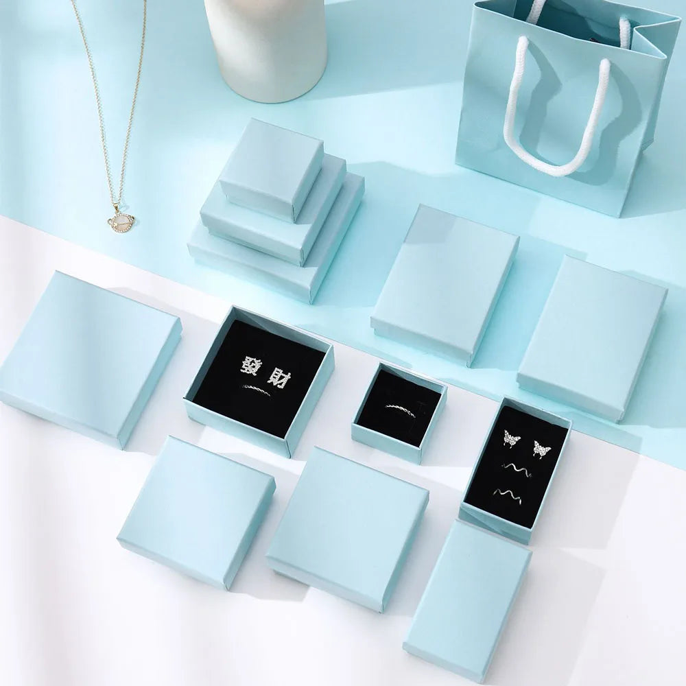 12pack White Simple Luxury Box Dark Green Paper Jewellry  Rings Earrings Bracelet Necklace Display Case Jewelry Organizer Boxes Purest Peak