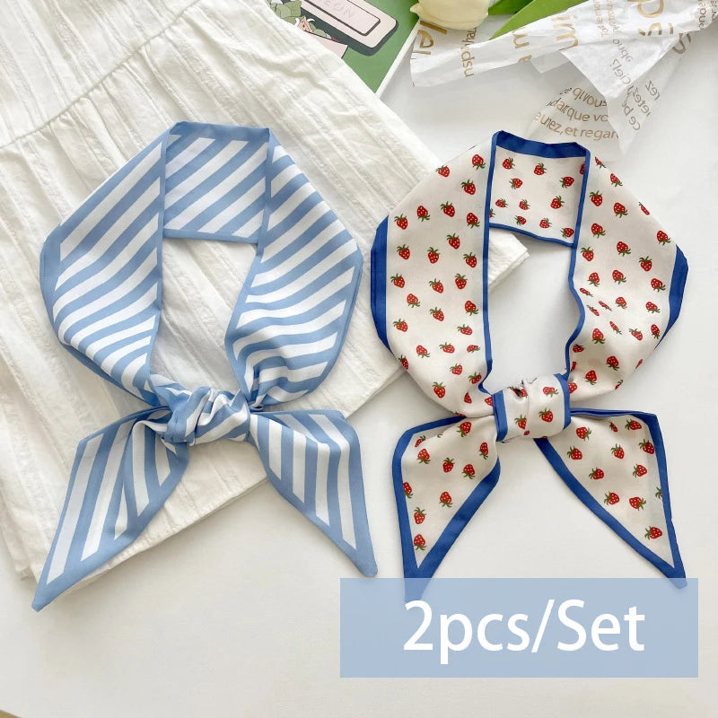 2-6pcs/set Series Silk Satin Scarf Women Cloth Hair Bands Headdress Accessories Lady Scarves Ribbon Neck Ties for Bag Handle Quick Pick Grocers