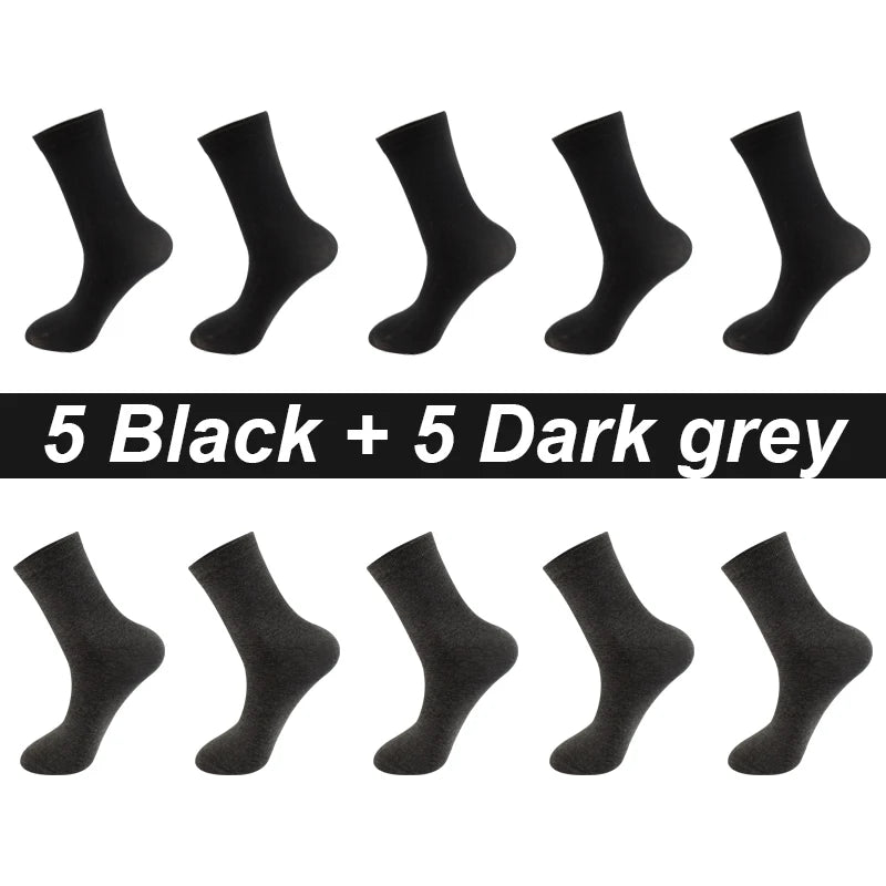 10Pairs/Lot Men Combed Cotton Socks Black Casual Business Breathable High Quality Man Sock New For Male Plus Size EU38-48 Quick Pick Grocers