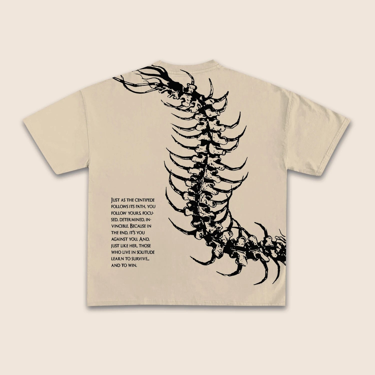 Vintage Dark Centipede Skeletal Graphic Cotton Print T-shirt Men Y2K Summer Short Sleeves Oversize T-shirt Women Casual Tee Tops Quick Pick Grocers