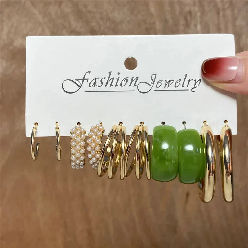 Modyle Gold Color Dangle Earrings Set Butterfly Acrylic Hollow Drop Earrings for Women Heart Hoop Earring Fashion Jewelry Gifts Econic Blanks